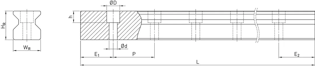 Prowadnica RGR45R 3000H 30/30